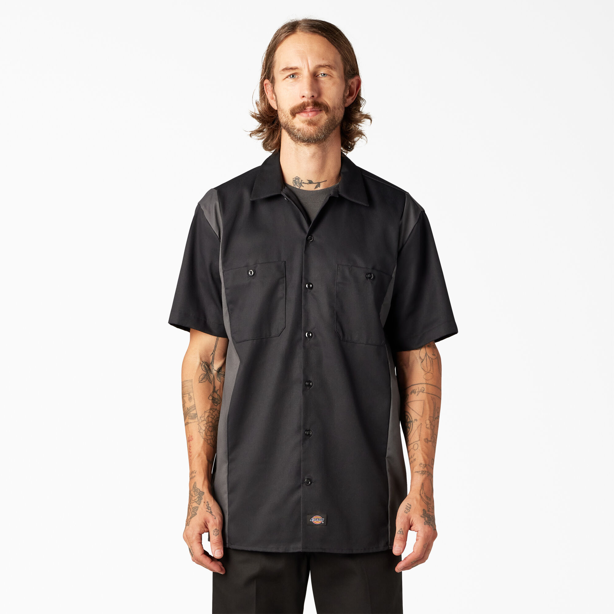 Two-Tone Short Sleeve Work Shirt | Mens ...